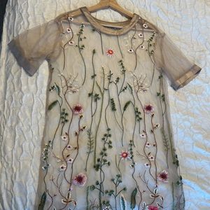 Fashion Nova Mesh Floral Top Size M